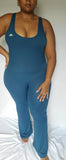 Open Back Flare Leg Jumpsuit - Teal