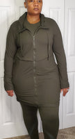 Long Zipper Tunic Jacket - Olive