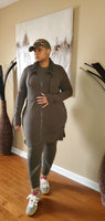 Long Zipper Tunic Jacket - Olive